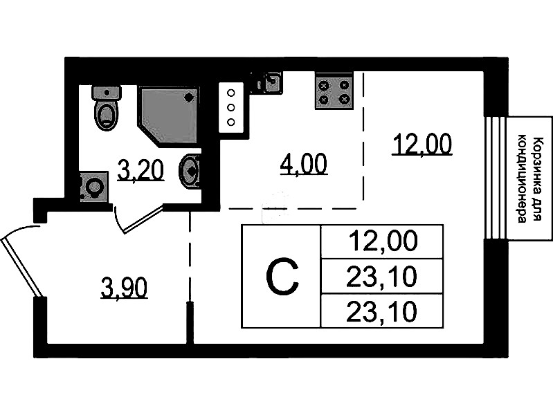 Квартира студия 23.1 м², 5/10 эт., ЖК «Курортный квартал»